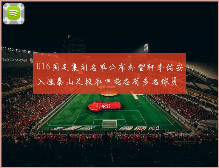 U16国足集训名单公布朴智轩李佑安入选泰山足校和申花各有多名球员参与